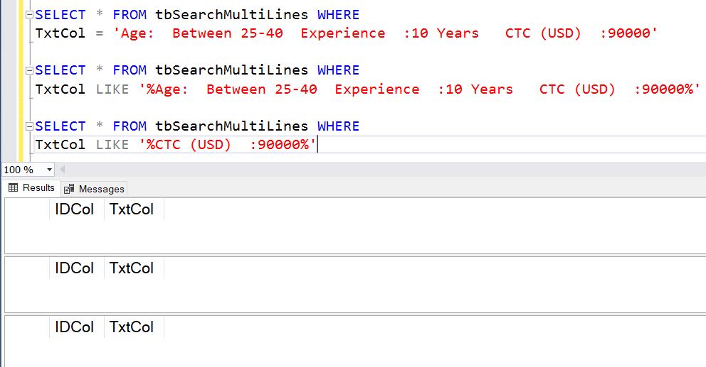 Multiple Line Queries SQL – Searching the column that has multiple lines – Big Data & SQL