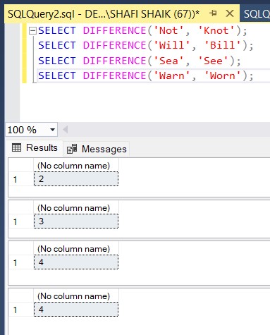 Difference in SQL Server