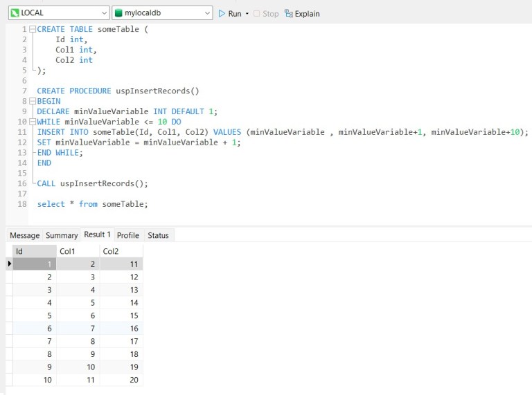 While Loop in MySQL Stored Procedure – Big Data & SQL